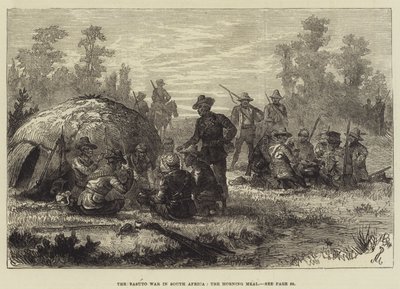 De Basuto-oorlog in Zuid-Afrika, de ochtendmaaltijd door Johann Nepomuk Schonberg